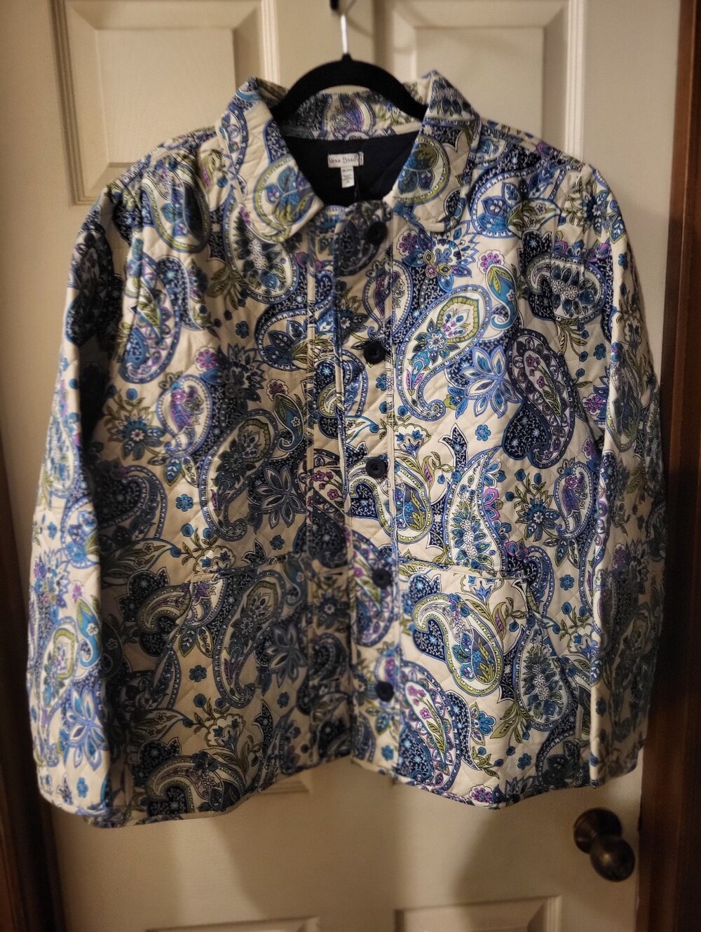 Vera Bradley Blue and White Paisley Button-Front Jacket